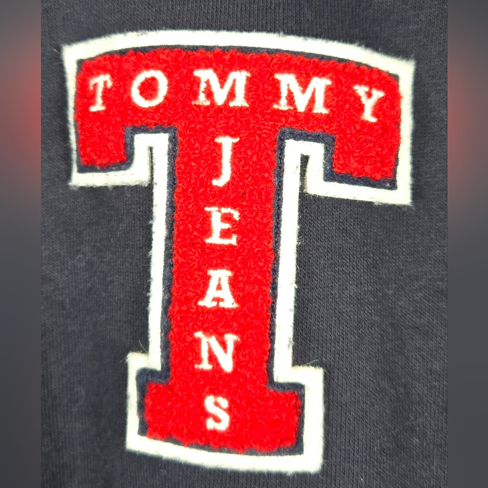 Tommy Jeans French Terry Letterman Snap Front Pockets Jacket Sz XS - Picture 2 of 4
